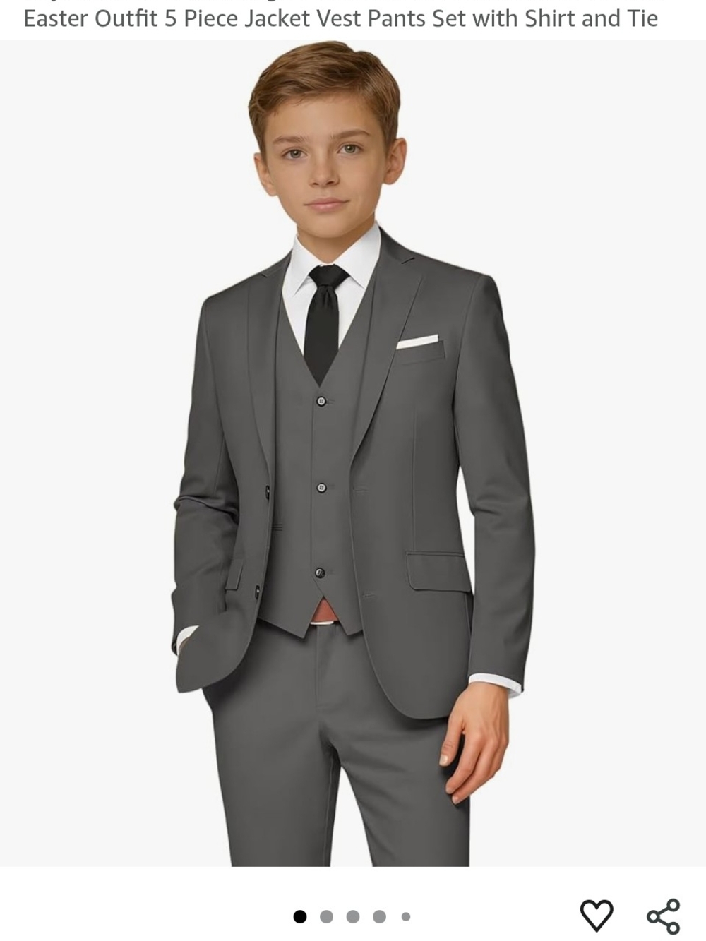 Boys' Grey 3-Piece Formal Suit with Vest and Tie